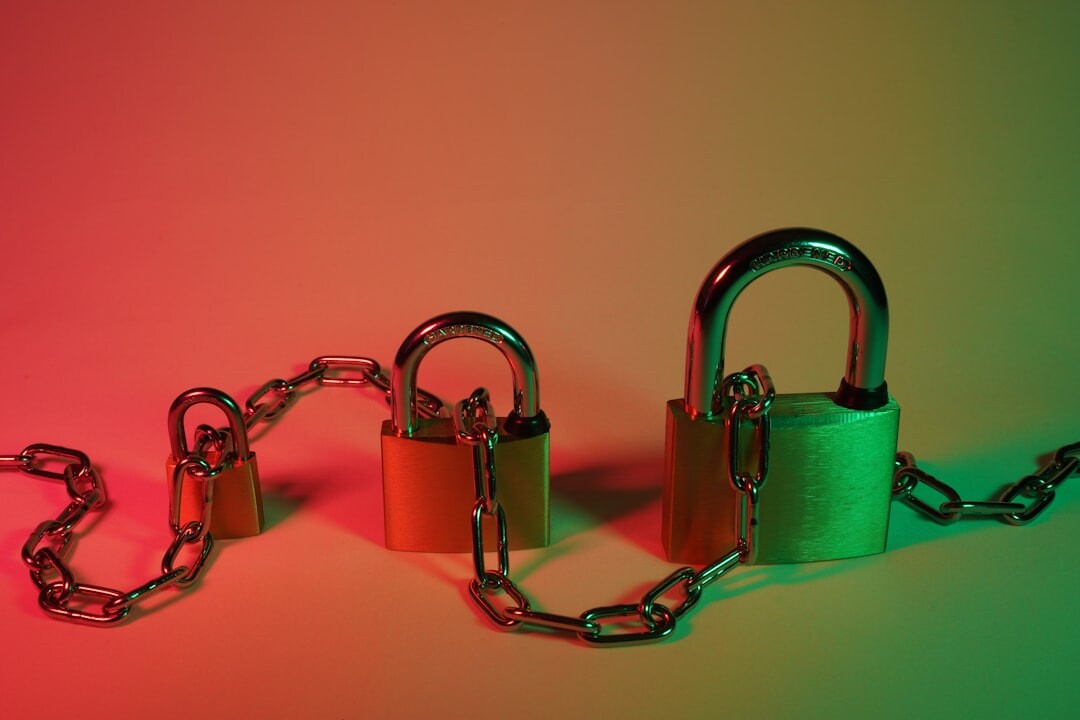 Cybersecurity concept with digital lock and network connections on dark background